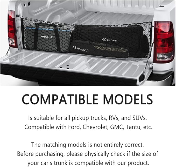 49''X16'' Truck Bed Organizer,Elastic Shrink Cargo Net Hold Many Items to Keep The Interior of Tidy,Truck Storage Fit for Ford,Chevrolet,GMC,Tantu