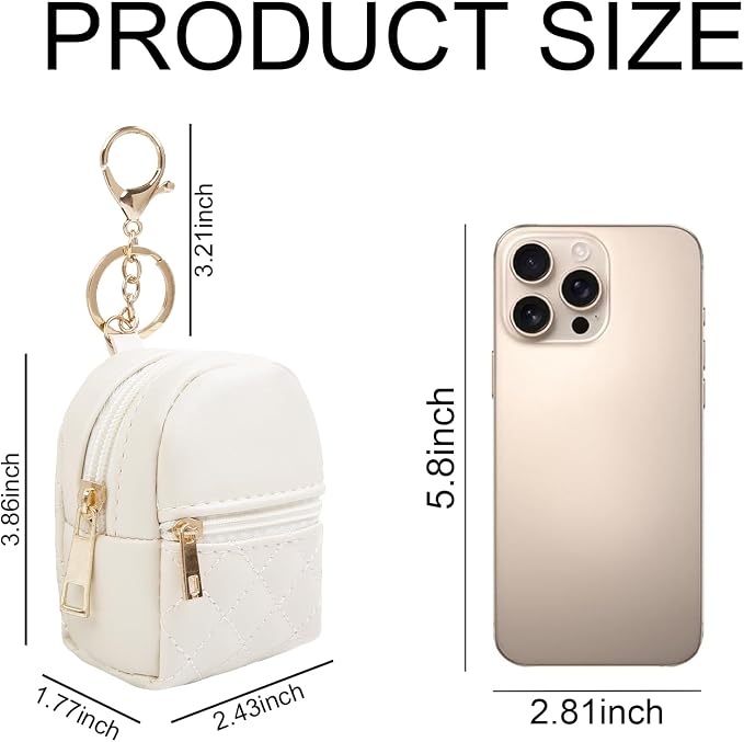 AIBFRID 4Pcs Mini Backpack Keychain,Cute Cosmetic Bag for Women Mother's Day,PU Leather Makeup Bag Key Pocket Lipstick Bag Card Holder Data Cable Organizer Zipper Pouch (black beige pink gray)