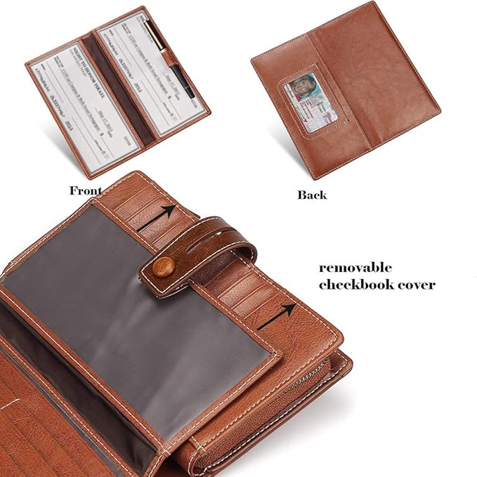 FT FUNTOR Women's Big Fat RFID Blocking Wallet Leather Zip Around Clutch Large Phone Organizer Wristlet