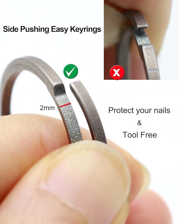 Titanium Key Rings Heavy Duty Side Push Split Key Chain Rings for Key Carabiner Quick Release Keychain