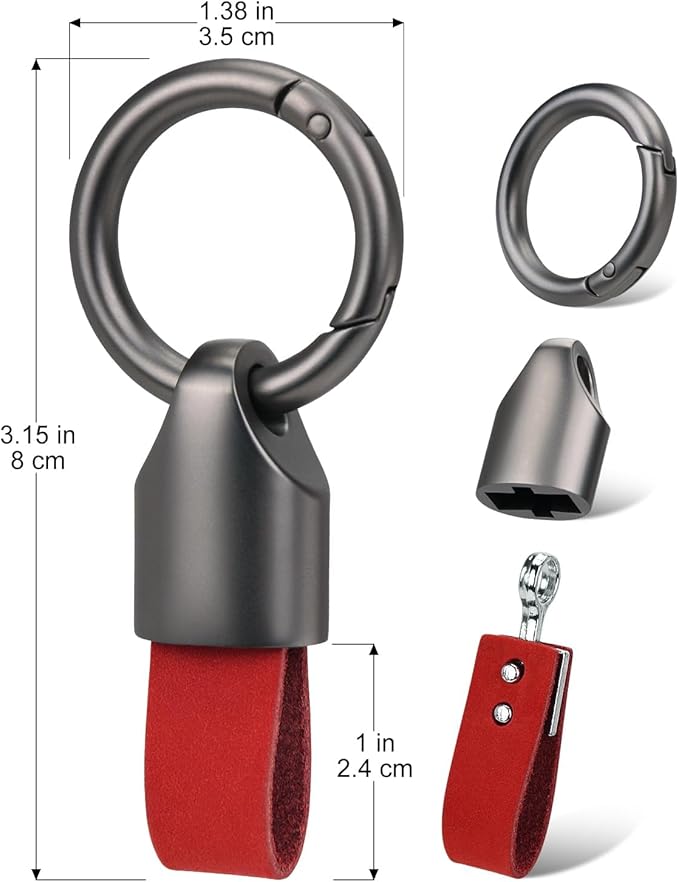 Car Key Chain Clip Leather Keychain Key Fob, Key Chain Rings for Car Keys Key Holder with Zinc Alloy Buckle for Men