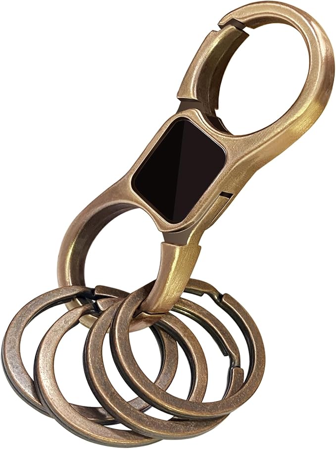Idakekiy Key Chain Quick Release Spring with 4 Key Rings Heavy Duty Car Keychain Organizer for Men and Women