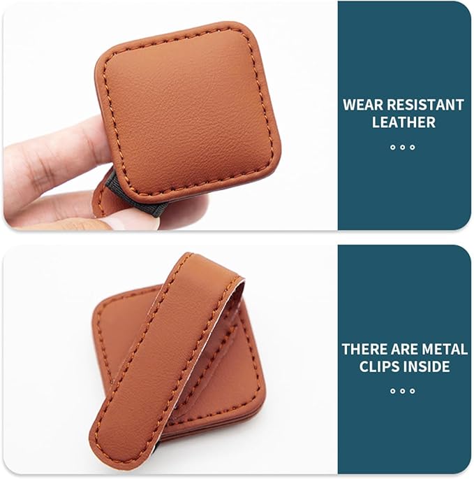 Sunglasses Holder for Car Visor, Magnetic Leather Vehicle Glasses Ticket Card Clip, Automotive Interior Eyeglass Hanger Organizer Accessories, Universal for SUV, Sedan, Truck (Orange)