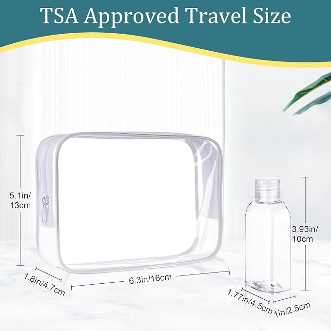 Cosywell Travel Shampoo Bottles 5pcs 3.4oz TSA Approved Travel Bottles for Toiletries Leak Proof Refillable Lotion Containers with Flip Cap Small Plastic Squeeze Bottle(Clear)