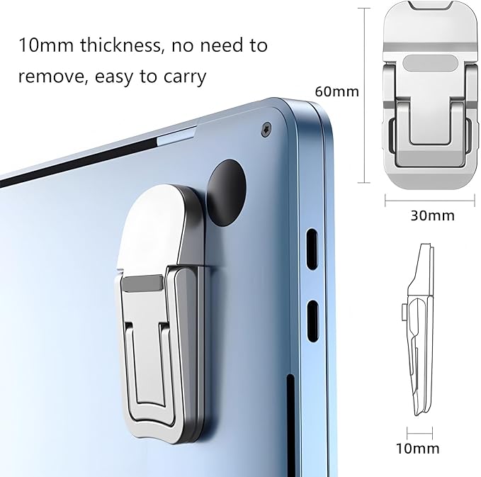 2 Pcs Zinc Alloy Foldable Laptop Stands, Portable Computer Keyboard Riser Feet with 2 Adjustable Angles, Self-Adhesive Invisible Mini Keyboard Stand for Notebook 10-17 Inches