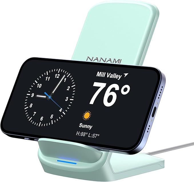 NANAMI Upgraded Fast Wireless Charger, Wireless Charging Stand for Samsung Galaxy S26/S25/S24/S23/S22/S21/S20/S10/S9/Note 20 & Phone Charger Dock for iPhone 17/17 Air/17 Pro/16/16 Plus/15/14/13/12
