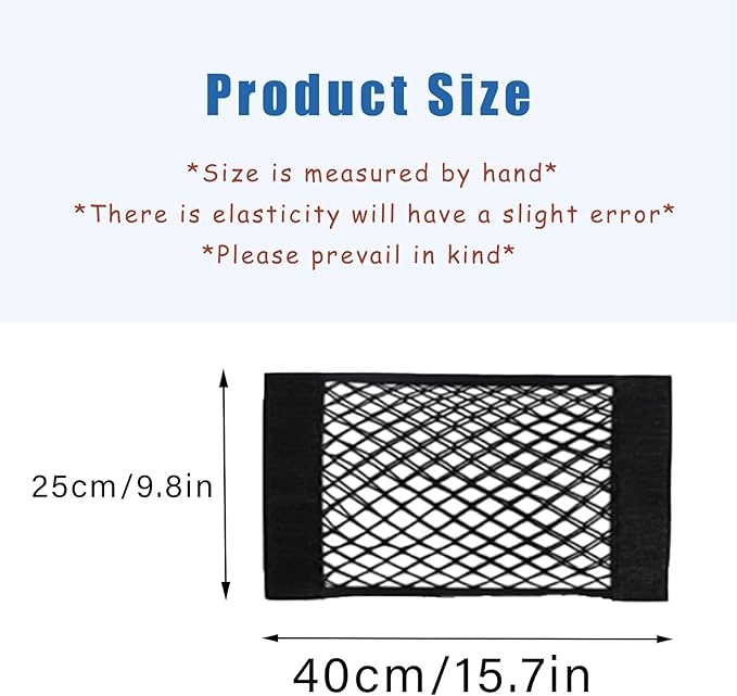 2PCS Universal Car Cargo Net with Adhesive Tape, 9.8×15.7in Trunk Storage Mesh Pocket Wall Mount Organizer Bag for Car RV SUV Boat Truck Camper Van Trailer (Black)