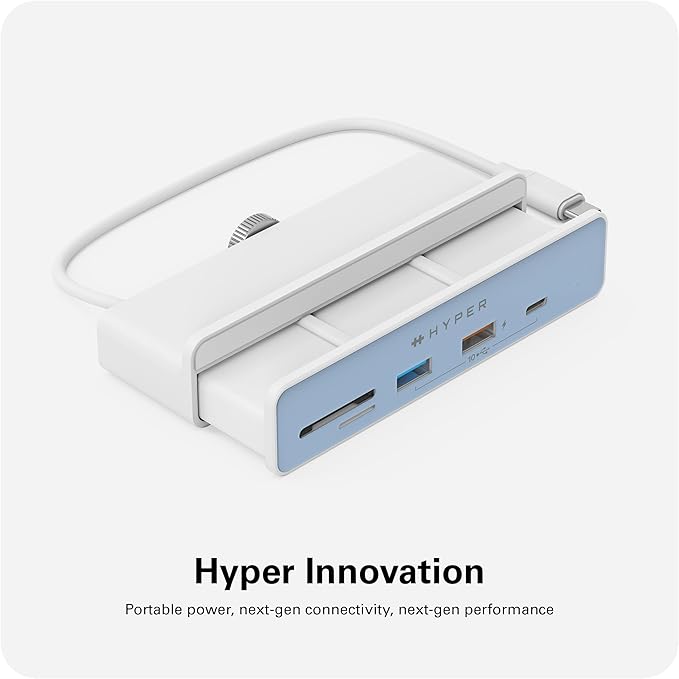 HyperDrive 6in1 USB Hub Adapter: HDMI 4K60Hz, USB-C 10Gbps, 2 USB-A 10Gbps, SD UHS-I, MicroSD UHS-I for iMac 2021 24 inch