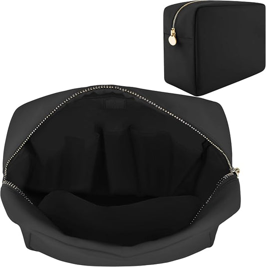 Makeup Bag With Compartments, Make Up Bag, Travel Makeup Bag, Cosmetic Bag, Makeup Case, Travel Cosmetic Bags for Women, Large Makeup Bag Organizer, Makeup Pouch, Makeup Travel Bag, Black Makeup Bags