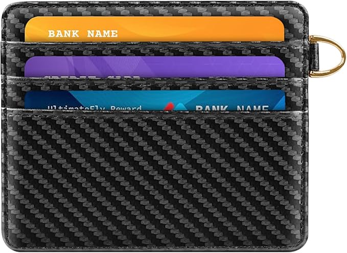 Slim Minimalist Front Pocket RFID Blocking Credit Card Holder Small Wallet Cute Card Cases for Women,Carbon Fiber