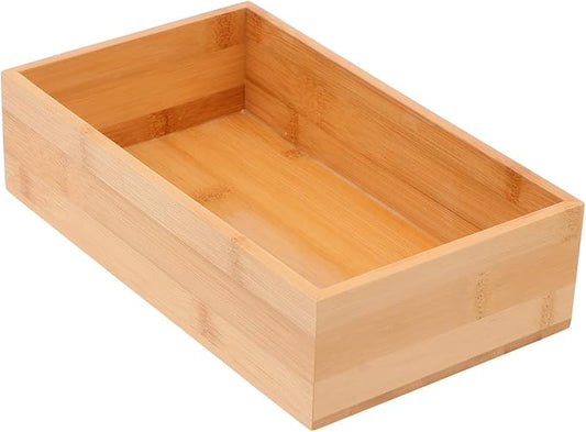 Desktop Storage Box Khaki Natural Wood Organizer Bin Lidless Design Easy Access for Home Office Desktop Items Simple Stylish Decorative Container
