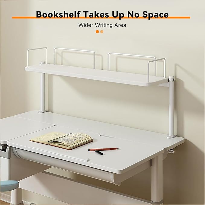 Clamp On Desk Organizer Shelf Extender Side Table Shelf Metal Desk ShelfTable Shelving Unit Design C-Clamp-on Above Or Under Desktop StorageShelf(White,80cm/31.5")
