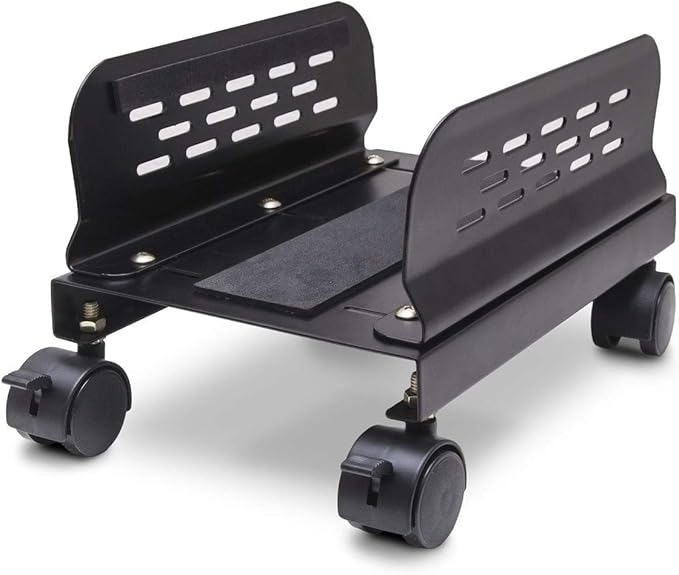 Syba Mobile Desktop Tower Computer Metal Floor Stand Rolling Caster Wheels with Ventilation and Adjustable Width from 6 to 10 Inches - SY-ACC65057