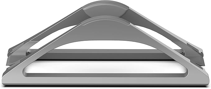 HumanCentric Vertical Laptop Stand for Desks in Space Grey, Upright Adjustable Holder to Dock Apple MacBook Stand, and Other Laptops to Organize Work & Home Office, Automatic Grip