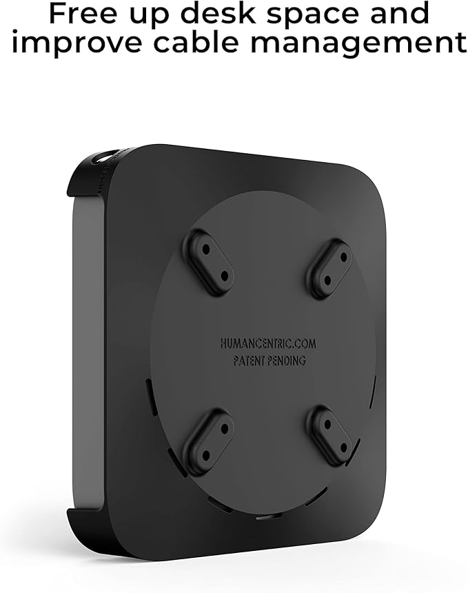 HumanCentric Mount Compatible with Mac mini, Custom Mount Adapter for Wall, Rack, Under Desk, Behind Monitor, 75x75mm and 100x100mm VESA Patterns, Does Not Work with 2024 M4 Mac mini