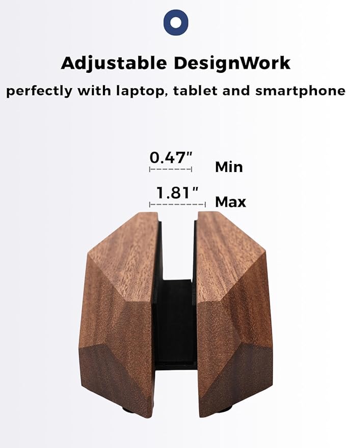 Adjustable Vertical Laptop Stand, MacBook Holder with Wood, Wooden Laptop Stand, Vertical Laptop Holder for Desk, Width Adjustable Dock Fits All MacBook/Surface Pro