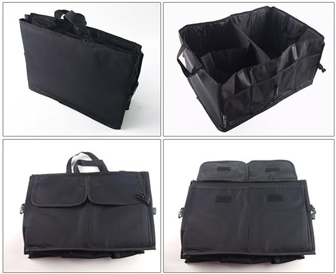 Trunk Organizer for Car - 52L Large Capacity Collapsible Multi Compartments Storage Organizer, Portable Car Storage Box for most Cars/Suv, Black