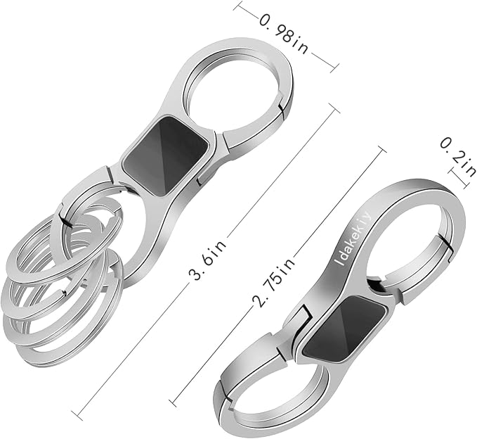Idakekiy Key Chain Quick Release Spring with 4 Key Rings Heavy Duty Car Keychain Organizer for Men and Women