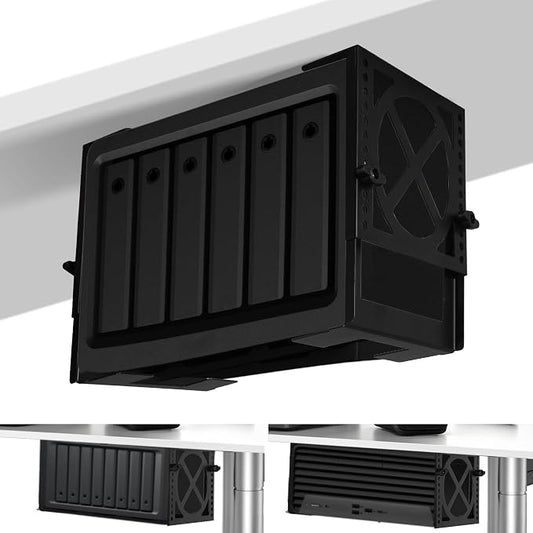 Adjustable Under Desk Mini PC Mount Bracket Holder for PCS or NAS,Heavy-Duty Adjustable Under Desk Mount for Desktop NAS 1/2/4(Network Attached Storage),CPU,Mini PC,UPS,SFF Desktop Tower,Xbox Series X