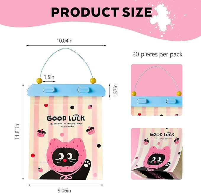 Zpana 60PCS Car Trash Hanging Bag, Disposable Leakproof Cute Cat Multipurpose Large Vehicle Garbage Bags with Lanyard Hooks, Automotive Interior Bin Pocket, Universal for SUV RV Truck