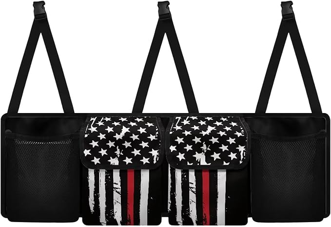Black American Flag Car Trunk Organizer Hanging Car Back Seat Storage Bag Foldable Automotive Interior Accessories Suitable Most Sedans SUV Jeep Trucks Van