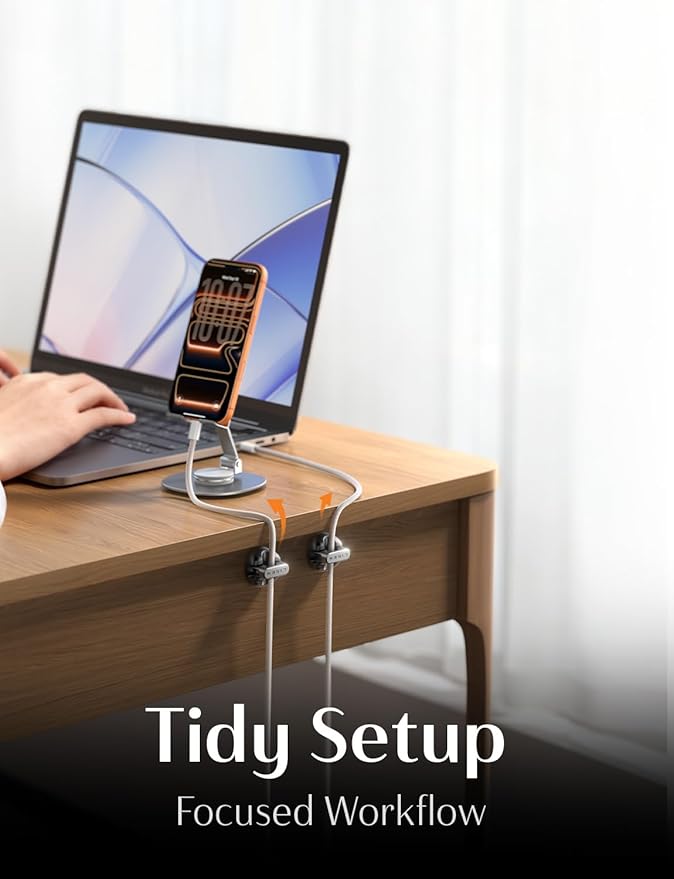 LISEN Magnetic Charging Cord Holder 8 Pack Charging Cord Organizer [1S Click-in], Easy Open Cable Holder with Strong Adhesive, Cable Management Clips Neatly for Nightstand, Desk, Home, Office, Car