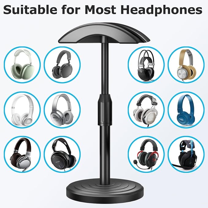 Headphone for Desk Hanger Holder Organizer Keeper Racks Storage Mount Gaming Headset Stand Premium Functional Craftmanship Headset Stand (Black)