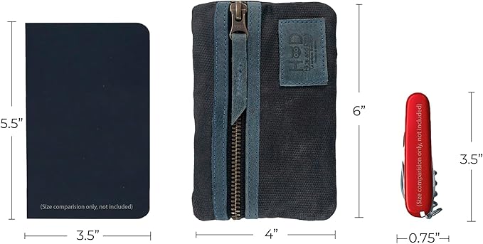 Hide & Drink, Multi-Tool Pocket Pouch, Compact Multipurpose EDC Zippered Bag, Mini Camping Tool Case, Waxed Canvas, Knife Holster, Handmade Slim Organizer