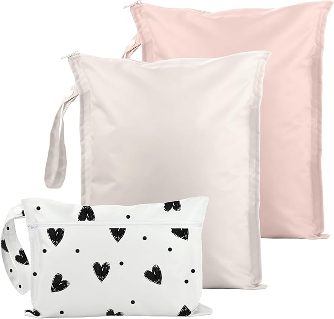 RelaxScene Wet Bag for Swimsuit - 2 Pack Waterproof Wet Dry Bag for Clothes - Baby Diaper Bag - Travel Laundry Daycare Bags - Baby Beach Essentials - Bogg Bag Accessories