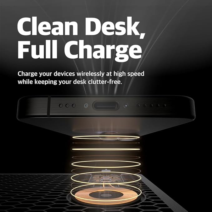 POUT H3 PRO Wireless Charging Mouse Pad ??Qi-Enabled Fast Charger with Anti-Slip Base & Smooth Surface for Phones and Earbuds ??Sleek Desk Accessory for Home & Office (Dust Gray)
