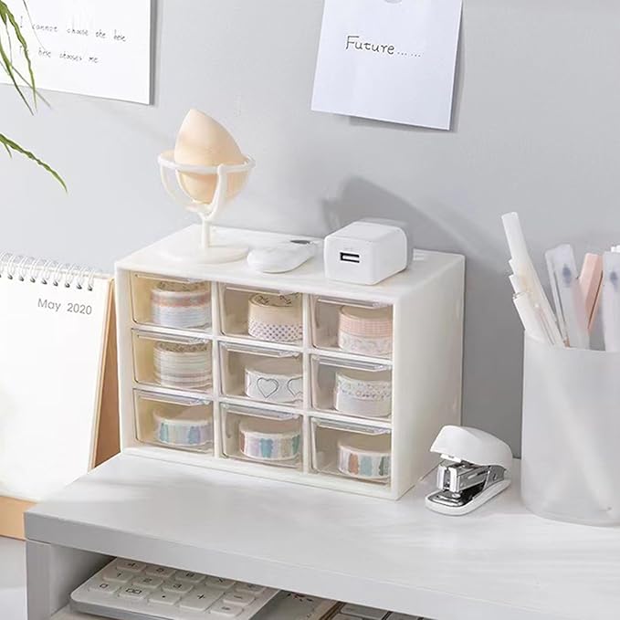 Clear Storage Drawers 9 Lattice Mini Cabinets Drawer Dustproof Multifunctional Organizer Desk School Box Easy To Clean For Jewelry Makeup Office School Home