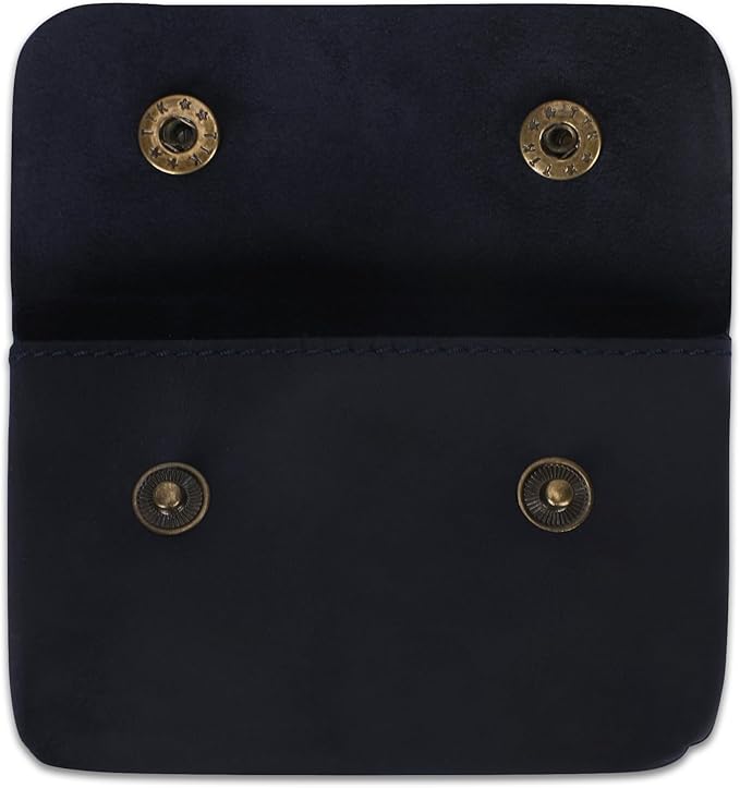 Leather Double Coin Pouch Premium Cash & Card Holder Compact Cable Organizer Travel Makeup Bag, Handmade Artisan Craft Vintage Leather Accessories Multipurpose Wallet & Organizer (Blue)