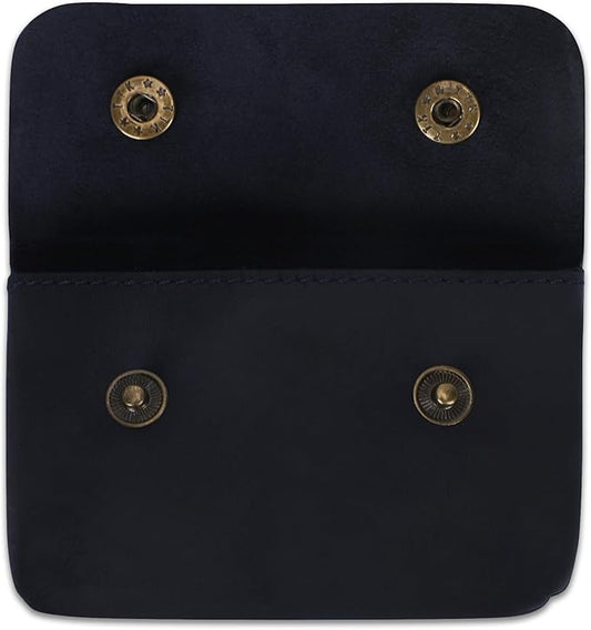 Leather Double Coin Pouch Premium Cash & Card Holder Compact Cable Organizer Travel Makeup Bag, Handmade Artisan Craft Vintage Leather Accessories Multipurpose Wallet & Organizer (Blue)