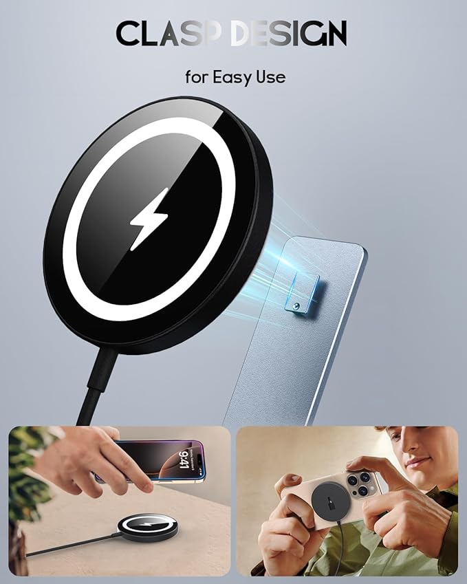Magnetic Wireless Charger Stand for Mag-Safe Charger, Foldable Wireless Charging Stand Made for iPhone 17/17 Pro Max/Air/16/15/14/13/12,Mag Safe Charging Pad for AirPods Pro 3 2 (Black)