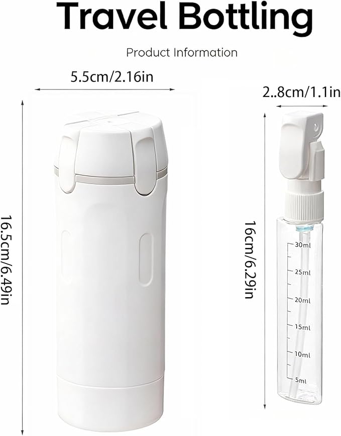 4 in 1 Travel Dispenser Bottle,4 Pack 30ML Travel Bottles for Toiletries, Leak Proof Travel Size Containers (White, OneSize)