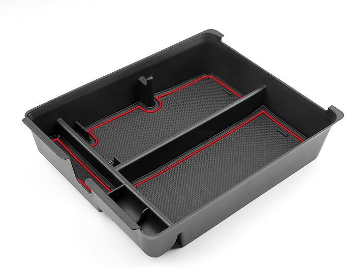 CDEFG 2023 2024 2025 Pilot Center Console Organizer Tray for 2023-2025 Honda Pilot Touring Sport EX-L Elite TrailSport LX Middle Console Storage Box 2024-2026 Ridgeline/ 2024-2026 Passport (Red)