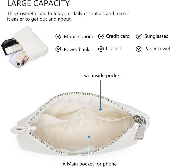 PU Leather Makeup Simple and Convenient Handbag Small Exquisite Storage Bag (PU/Off-white)