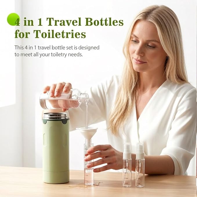 4 in 1 Travel Dispenser, Leak-Proof Travel Container, Portable Travel Showering Set, Capable of Holding Shampoo, Lotion, Hair Conditioner and Cream ((Color: White))