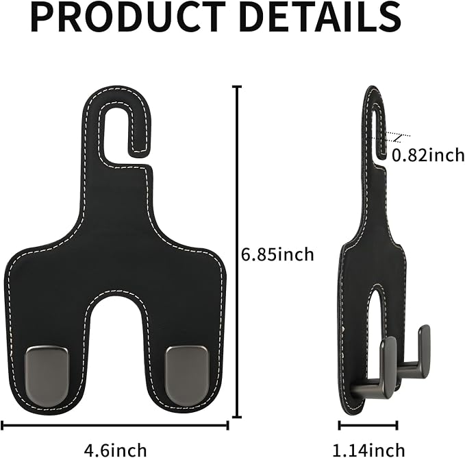 JEYODA Car Hooks for Purses and Bags,Flexible PU Vehicle Storage Hanger,Car Seat Back Organizer,Universal Hidden Multifunctional Headrest Hooks for Car，Home (Style 2-Carbon Fiber Black)