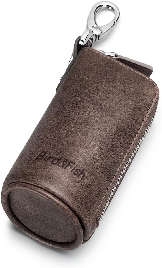 Multi Soft Genuine Leather Coin Purse Pouch, Car Key Case Wallet with Zipper,Pocket Wallet with Chain/Ring for Men Women …