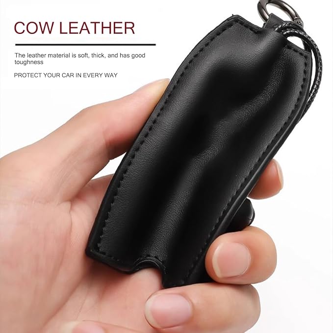 Pull Out Car Key Case, Genuine Leather Large Capacity Creative Vehicle Keychain Sleeve Bag, Protective Automotive Key Holder Hook Cover Accessories, Universal for SUV Sedan Truck