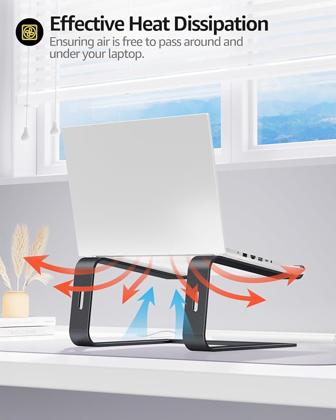 Urmust Laptop Stand for Desk Aluminum Computer Stand Riser Holder for Laptop Compatible with MacBook Air Pro, Dell, HP, Lenovo Samsung, Alienware All Laptops 11-15.6"(Black)