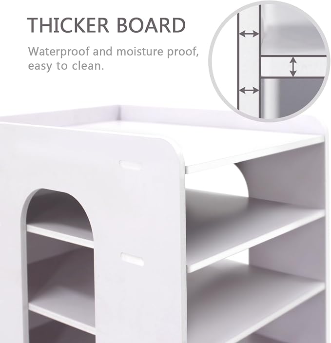 SONGWAY Mail Sorter Organizer Countertop - 7 Tier Desktop Mail Organizer, Letter & Bills Organizer for Desk, Small File & Accessories Storage