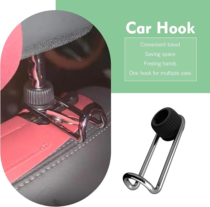 2 PCS Headrest Hooks for Car, 10KG Heavy Duty Rotatable Hidden Hooks, Car Seat Back Organizer Storage Accessories, Universal for Most Cars, SUVs, Trucks (Black)