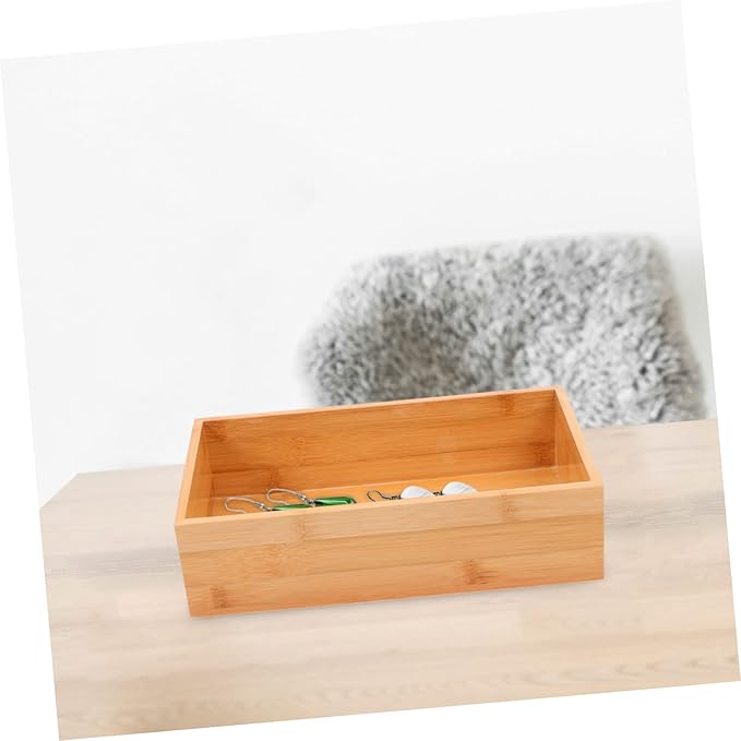 Desktop Storage Box Khaki Natural Wood Organizer Bin Lidless Design Easy Access for Home Office Desktop Items Simple Stylish Decorative Container