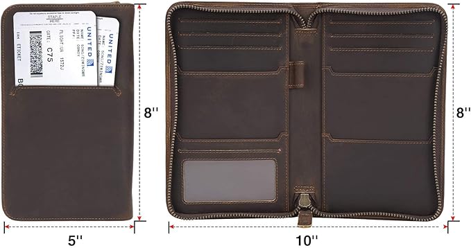 Polare Full Grain Leather Passport Holder Cover Case for Men RFID Blocking Travel Wallet Holds 4 Passports (Dark Brown)