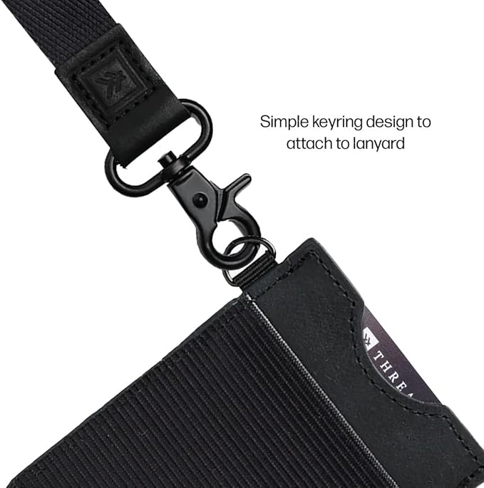 Thread Wallets Ultra Slim Minimalist Leather Card Holder Wallet (Black)