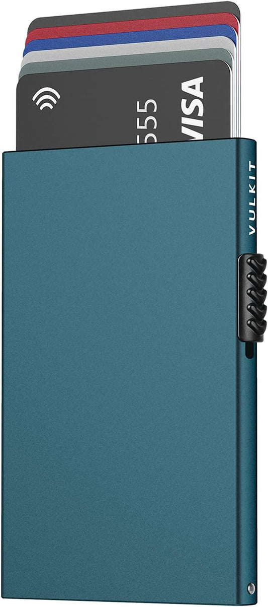 VULKIT Minimalist Credit Card Holder Pop Up Cards RFID Protection Slim Metal Wallet