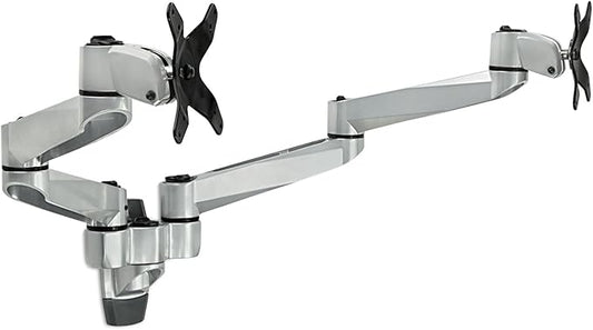 Mount-It! Dual Full Motion Monitor Wall Mount, Compatible with VESA 75 and 100, Fits Computer Screens 19, 20, 21, 24, 27, 30 Inches, Silver (MI-43114)