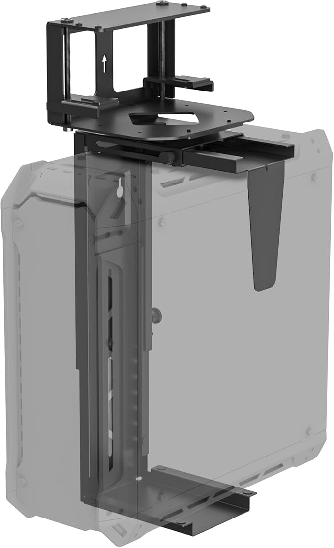Suptek Clamp-on Desk or Desk Leg PC Mount,Adjustable Height and Width,CPU Under Desk Table Beam PC Mount Bracket Computer Tower Wall and Under Counter Holder